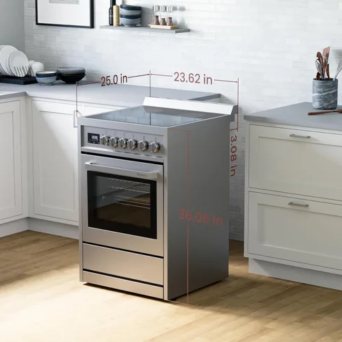Miniatura 4 de Rangaire RRE241TS - Horno eléctrico de 24 pulgadas con temporizador, acero inoxidable, quemadores infrarrojos, convección verdadera, estantes