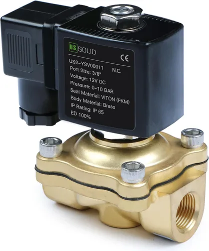 Miniatura 12 de U.S. Solid Válvula solenoide de latón de 1/2" - 12V DC, normalmente cerrada, válvula eléctrica de 10 bar para agua, aire, diésel