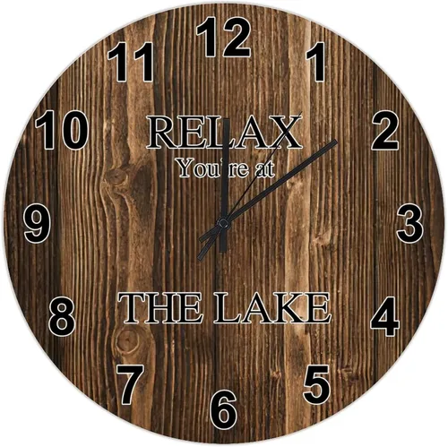 Miniatura 23 de UFunhome Reloj de pared de granja Lake Relax You're at The Lake Silent Non-Ticking Vintage Country reloj de grano de madera a pilas para el hogar