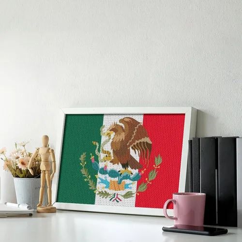 Miniatura 4 de Kits de pintura de diamantes con bandera mexicana para adultos, taladro completo 5D, manualidades para decoración de pared del hogar, regalo