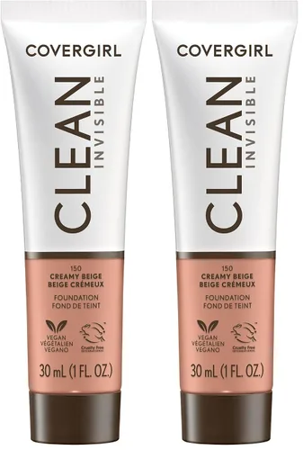Miniatura 36 de COVERGIRL Maquillaje de base invisible limpio, acabado natural rocío y brillante, cobertura para construir, aspecto suave como la piel, vegano