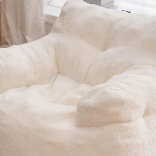 Miniatura 6 de Beanbags - Silla puff ultra suave de tela de peluche para adultos y niños, cómoda silla de ocio para dormitorio, sala de estar, apartamento, marfil