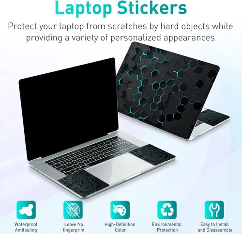 Miniatura 2 de Adhesivo para laptop de 12.1-15.6 pulgadas, calcomanía reutilizable universal de vinilo para laptop, protector de arte impermeable en color panal