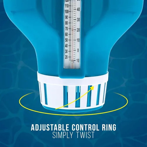 Miniatura 4 de U.S. Pool Supply Dispensador de cloro flotante grande para piscina con termómetro de 120 ° F, 7 pulgadas de diámetro, capacidad para tabletas de 3