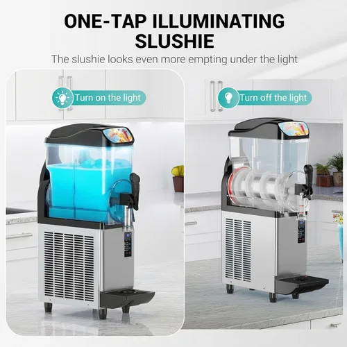 Miniatura 3 de Máquina comercial de granizado de 15L con luz LED, 15L × 1 Tanques Máquina comercial de bebidas congeladas, Máquina de granizado de margarita