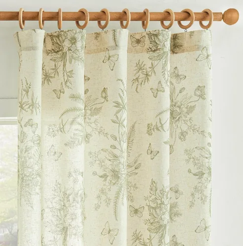 Miniatura 19 de JINCHAN Cortinas florales de lino para sala de estar, cortinas negras de estilo granja francesa de campo, cortinas de 63 pulgadas de largo, cortinas