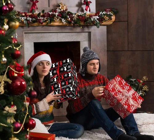 Miniatura 2 de ZINTBIAL Papel de regalo de Navidad para niños y adultos, papel de regalo de Navidad con cuadros rojos/negros, renos, gnomos, palabras "Ho Ho", 28 x
