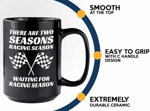 Miniatura 4 de Taza de café Racer de 15 onzas, color negro, temporada de carreras, Fuel Speed Racer Car Guys Circuit, regalos para él, papá, hombres, novio