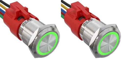 Miniatura 8 de APIELE Interruptor de botón de bloqueo de 0.748 in, 12 V CC, anillo de halo de ojo de ángel LED de 0.74 pulgadas, 1NO1NC SPDT con enchufe de cable
