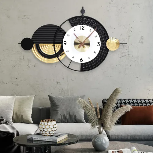 Miniatura 8 de Reloj de pared moderno con plumas, grande para decoración de sala de estar, reloj de pared decorativo, reloj de pared en blanco y negro, adecuado