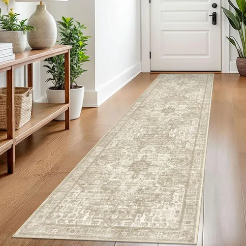 Miniatura 138 de SIILOOM Alfombra lavable de 2 x 3 pies, alfombra suave color taupe ceniza para entrada, tapete antideslizante para puerta de interior, tapete