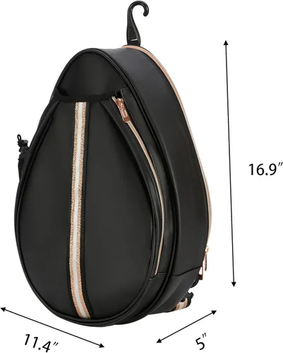 Miniatura 3 de Mochila de Tenis Cruzada de un Hombro de PU Blanco para Niñas, Bolsa de Tenis, Bolsa Bandolera para Raqueta de Tenis para Mujeres, con Portabotellas