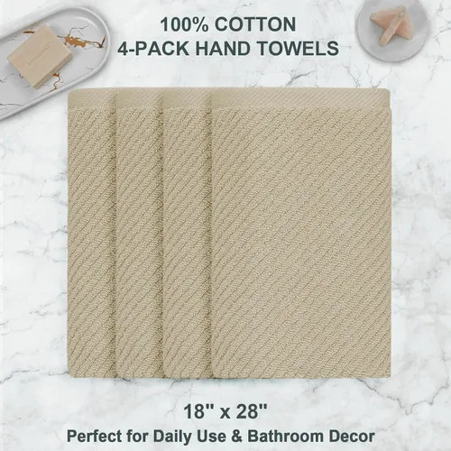 Miniatura 238 de VOOVA & MOVAS Toallas de mano blancas - 100% algodón Ligeras Gruesas Secado rápido Suaves Absorbentes, paquete de 4 piezas grandes de 18