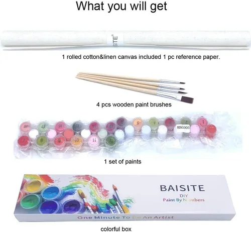 Miniatura 6 de BAISITE Kit de pintura por números para adultos principiantes, lienzo de 20 pulgadas de ancho x 16 pulgadas de largo para kits de pintura