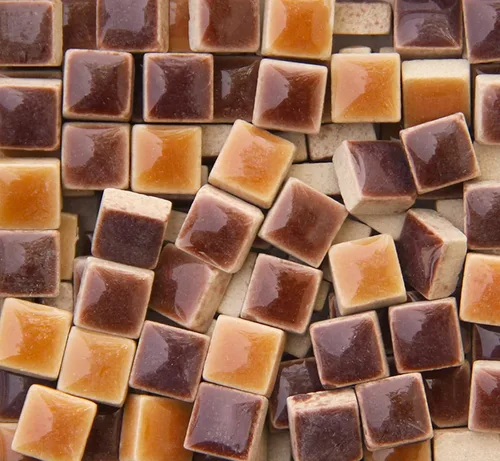 PINUO&KE Mosaico cuadrado de cerámica de 0.4 x 0.4 pulgadas, 7.05 oz/7.05 oz, piezas de vidrio para decoración del hogar o manualidades, mezcla de