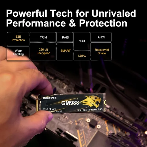 Miniatura 6 de SSD NVMe M.2 2280 1TB PCIe Gen 4, hasta 7300MB/s, caché SLC y HMB, mejora para PS5/PC/portátil, diseñado para jugadores, editores de video