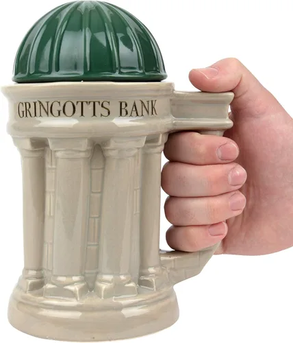 Miniatura 2 de Harry Potter Gringotts Bank - Taza grande de 30 onzas, jarra de cerveza con tapa de cerámica con licencia oficial, para café, té, cerveza