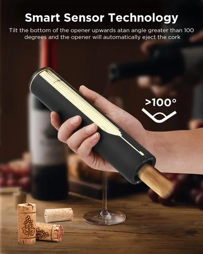 Miniatura 5 de Newise Abridor de Vino Eléctrico Recargable con Base de Carga y Cortador de Papel de Aluminio, Sacacorchos Automático para 60 Botellas, Regalo