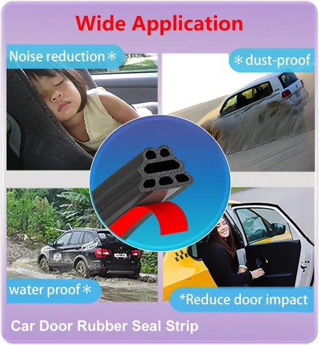 Miniatura 6 de Tira de sellado de puerta de automóvil de goma de 3 capas con estructura piramidal automotriz, burlete autoadhesivo para puerta de automóvil