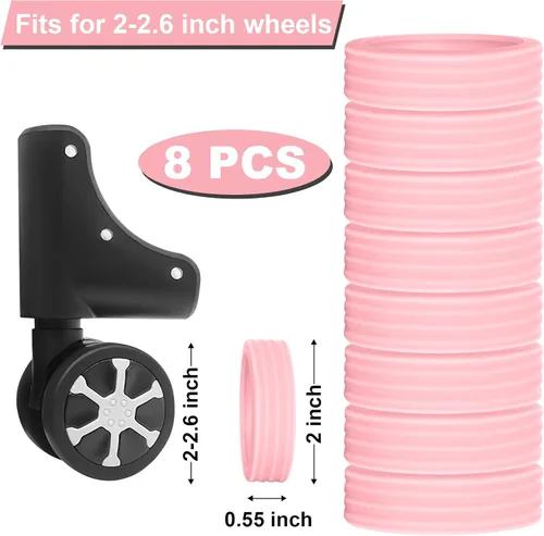 Miniatura 2 de Fundas protectoras de silicona para ruedas de equipaje, 8 unidades, fundas protectoras de rueda de equipaje para la mayoría de ruedas de 8 ruedas
