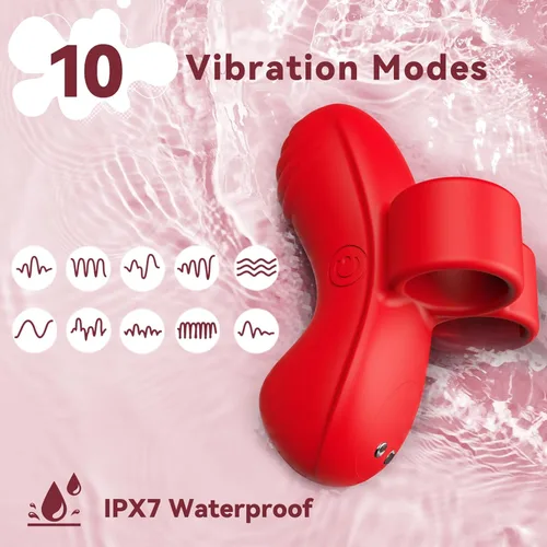 Miniatura 5 de Vibrador Mini Vibrador de Dedo Juguetes Sexuales Juguetes para Adultos 10 Modos de Vibración Vibradores Juguete Sexual Femenino Parejas Bala Rojo