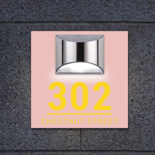 Miniatura 7 de Placa de puerta moderna solar personalizada, placa de dirección iluminada con placa LED personalizada, letrero acrílico iluminado LED, regalo