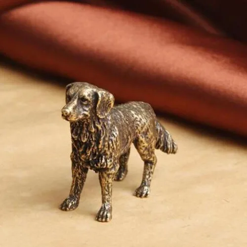 Miniatura 2 de TEAMWILL Estatua de perro de latón Mini Golden Retriever Figurine Ornamento Animal Fingurines