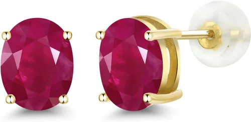 Miniatura 320 de Gem Stone King Aretes de oro de 14 quilates con piedra natal ovalada de 0.315 x 0.236 in Aretes de oro para mujer