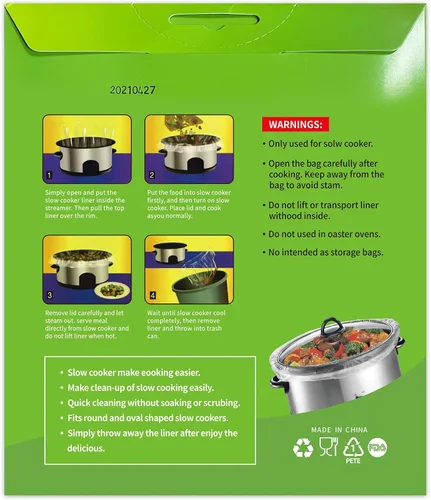 Miniatura 7 de ECOOPTS Bolsas de cocina desechables para olla de cocción lenta, forros para ollas de gran tamaño para ollas de 4 a 8.5 cuartos de galón, adecuadas