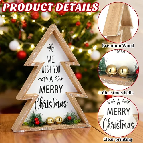 Miniatura 3 de Decoraciones de mesa de Navidad para el hogar, centro de mesa de árbol de Navidad, decoración interior de madera, árboles de Navidad rústicos