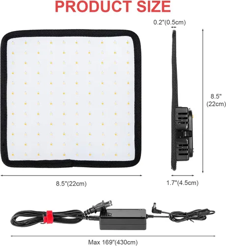 Miniatura 7 de Fomito Panel de luz LED flexible plegable, iluminación suave regulable en la cámara, 2500K-6500K CRI95, a prueba de salpicaduras para fotografía