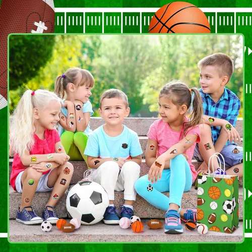 Miniatura 6 de Aoriher Juego de 200 piezas de recuerdos de fiesta deportiva, bolsas de regalo para fiestas deportivas, bolas deportivas de espuma, llaveros