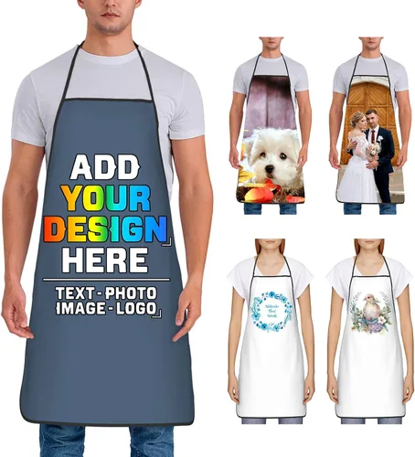 Miniatura 13 de Delantal personalizado para mujer, personalizado para añadir tu propio nombre, texto, logotipo, foto, chef, delantal de cocina para barbacoa