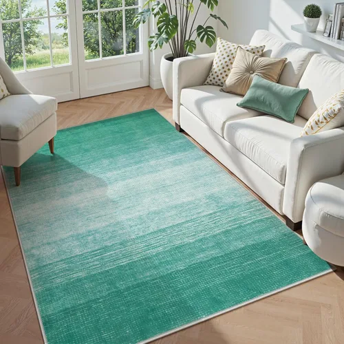 Miniatura 36 de Wonnitar Alfombra rosa lavable de 2 x 6 pies, moderna alfombra de pasillo de baño en degradé, contemporáneo, antideslizante, alfombra degradada