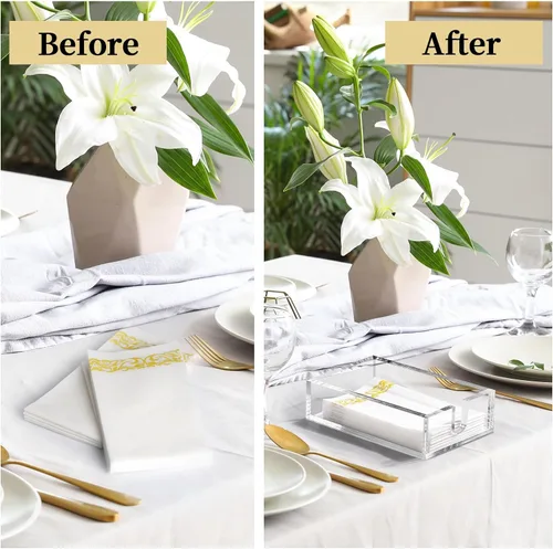 Miniatura 5 de Servilletero acrílico – Bandeja transparente más gruesa para toallas de invitados para baño, cocina, comedor, toallas de mano de papel desechables