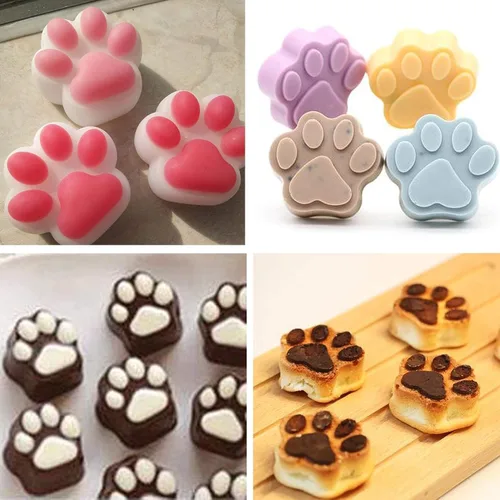 Miniatura 3 de Molde de silicona en forma de pata de perro para cachorros, gatos, 2 unidades, 6 cavidades, molde de silicona para chocolate, bandeja para cubitos