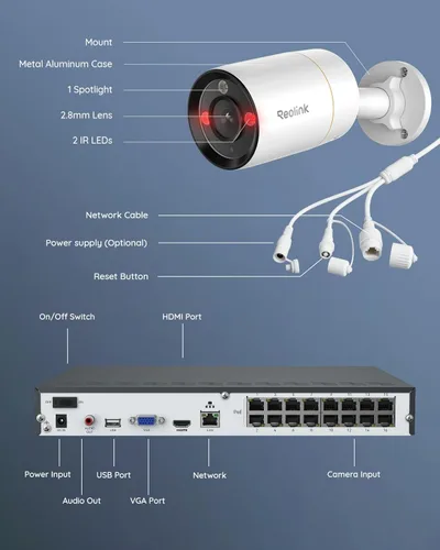 Miniatura 9 de REOLINK Sistema de cámara de seguridad 12MP Comercial, 8 piezas 12MP H.265 cámaras de seguridad PoE para exteriores, detección de personas
