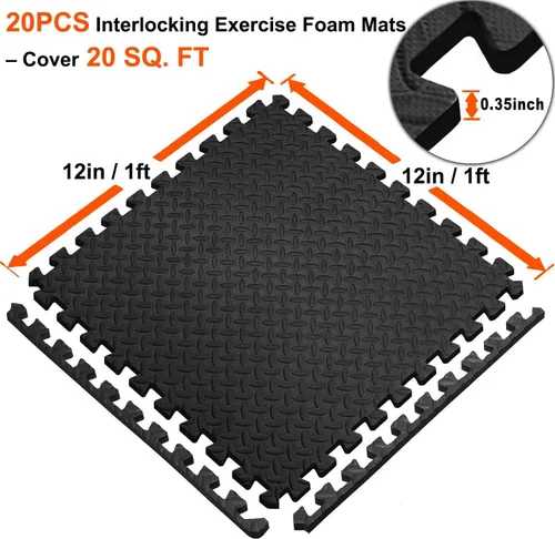 Miniatura 6 de Walsai Alfombrillas de Ejercicio Alfombrillas de Espuma tipo Rompecabezas Cubierta de Alfombrilla para Suelo de Gimnasio 20 PIES CUADRADOS