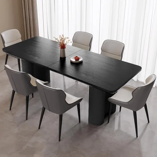 Miniatura 17 de Mesa de Comedor Rectangular de 63" con 6 Sillas, Mesa de Cocina Moderna Blanca con Juego de Sillas para Sala de Estar, Comedor y Cocina Blanco-A
