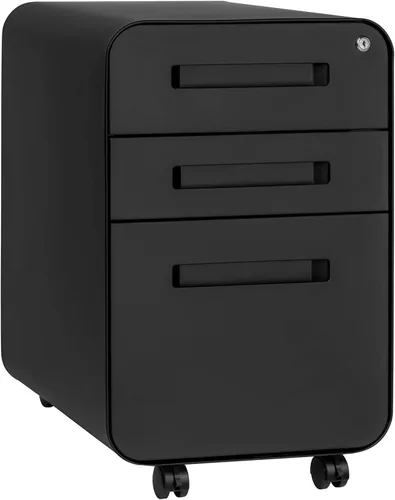 Laura Davidson Furniture Stockpile Archivador de 3 Cajones con Cerradura - Archivador de Metal Bajo Escritorio de Oficina, Carpetas de Archivo