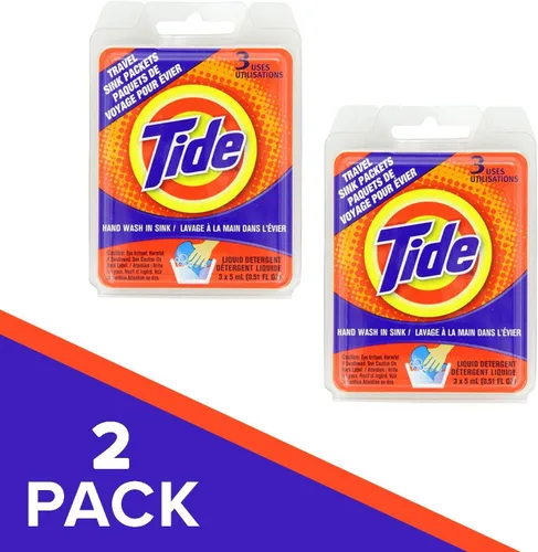 Tide Paquete de 3 unidades para fregadero de viaje, detergente para ropa sucia para senderismo, caravana, camping, mochileros, al aire libre,