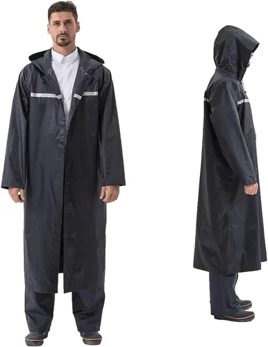 Miniatura 8 de Impermeable para Adultos, Ponchos de Lluvia con Capucha para Hombre, Chaqueta ligera, Impermeable, Larga, Cortavientos para Hombres Mujeres