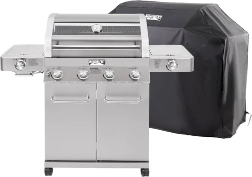 Miniatura 14 de Monument Grills Parrillas de gas propano de 4 quemadores más grandes de acero inoxidable con kit de asador (2 artículos)