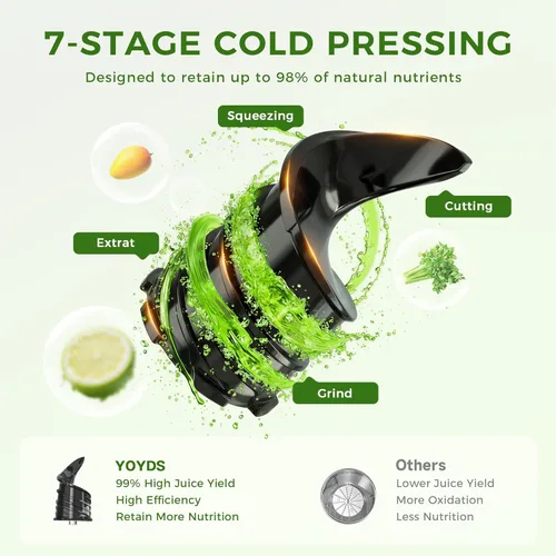 Miniatura 4 de Cold Press Juicer, 5.5inch Wide Feed Chute Slow Juicer Machine, Masticating Juicer for Whole Vegetables & Fruits, Black