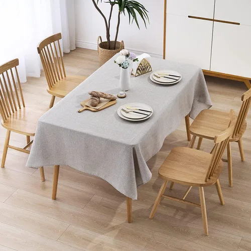 Miniatura 4 de STP GOODS Mantel rectangular de lino sintético, resistente al agua, para comedor, otoño, mantel plegable para mesa de comedor (verde, 59.1 x 59.1 in)
