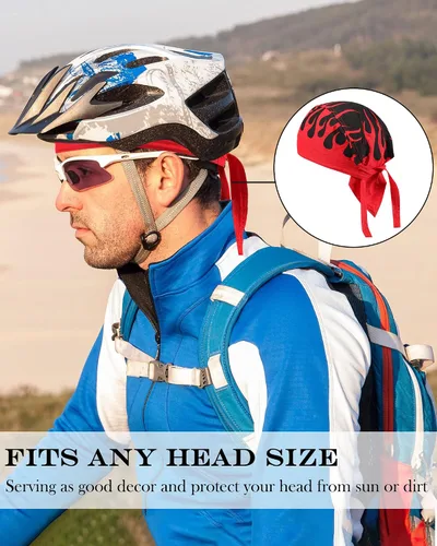 Miniatura 6 de Foaincore Paquete de 8 gorras de calavera Do Rag para hombres, absorben el sudor, Doo Rags, forro de casco de refrigeración para ciclismo