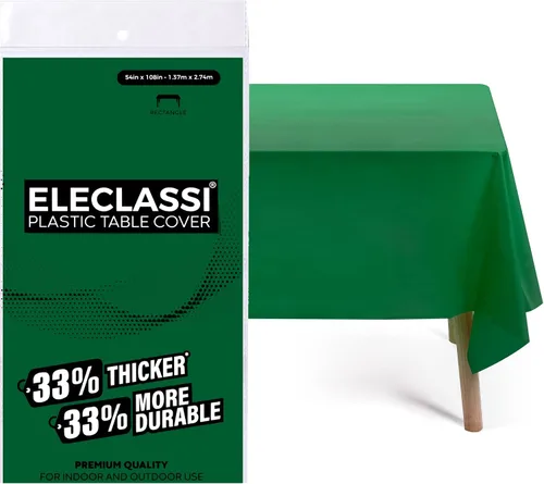 Miniatura 25 de Eleclassi Negro Paquete de 12 Manteles Redondos de Plástico Desechables Premium - Manteles de Mesa de Plástico Redondos de 84 Pulgadas para Fiestas