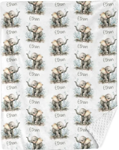 Miniatura 27 de Mantas de bebé personalizadas para niños, manta de felpa suave de doble capa con respaldo de puntos, manta personalizada de oso minky, manta de bebé