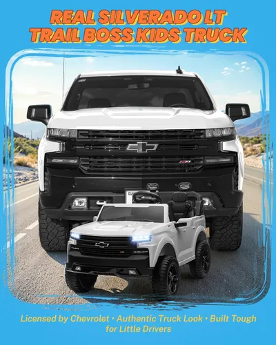Miniatura 2 de ENYOPRO - Juguetes de paseo de 2 plazas y 24 voltios para niños, con licencia Chevrolet Silverado LT Trail Boss Ride on Truck con control remoto