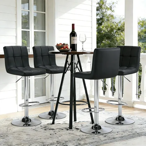 Miniatura 6 de DUMOS Juego de 4 Taburetes de Bar, Taburetes de Bar de Altura de Mostrador de 24 Pulgadas, Taburetes Modernos de Cocina Tapizados con Base de Metal